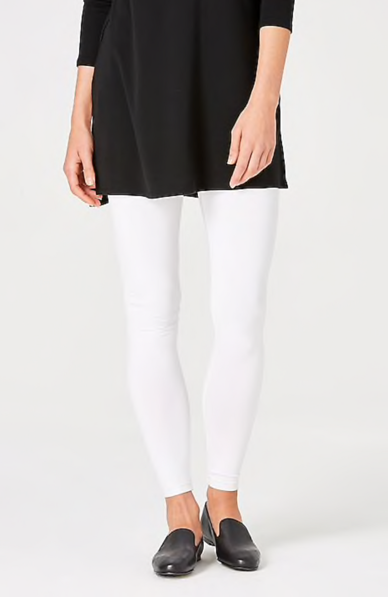 White Pima Cotton Ankle Length Leggings