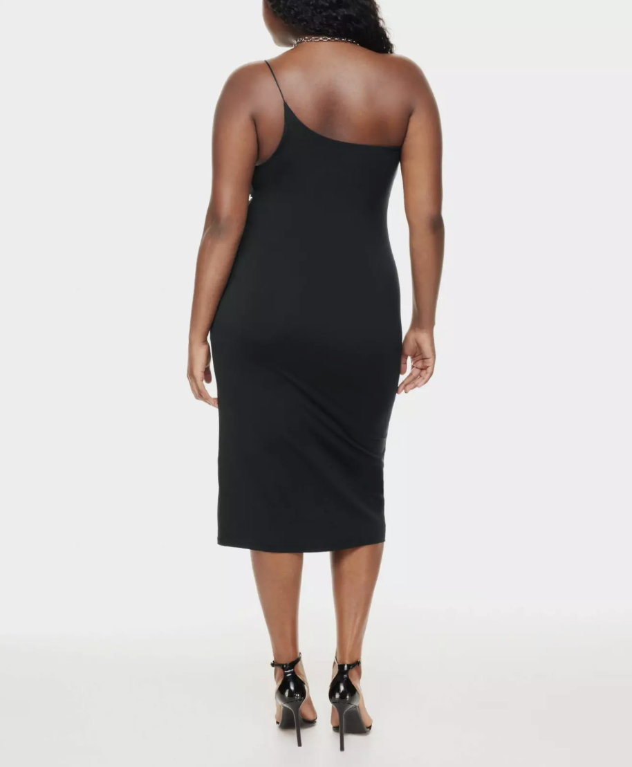 Aritzia Contour Black One Shoulder Double-layer Midi Dress famousbrandstrading Aritzia Contour Black One Shoulder Double-layer Midi Dress famousbrandstrading