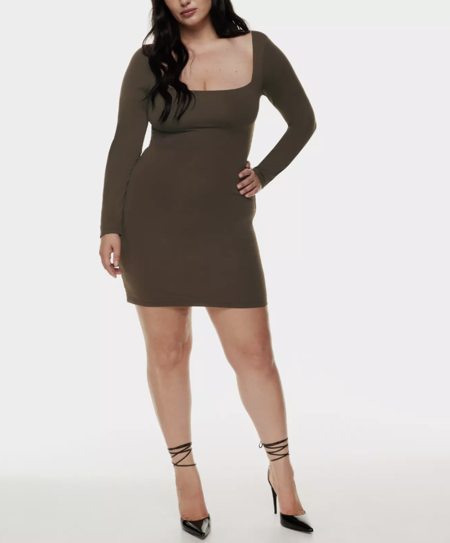contour squareneck longsleeve mini dress Contour Squareneck Longsleeve Mini Dress