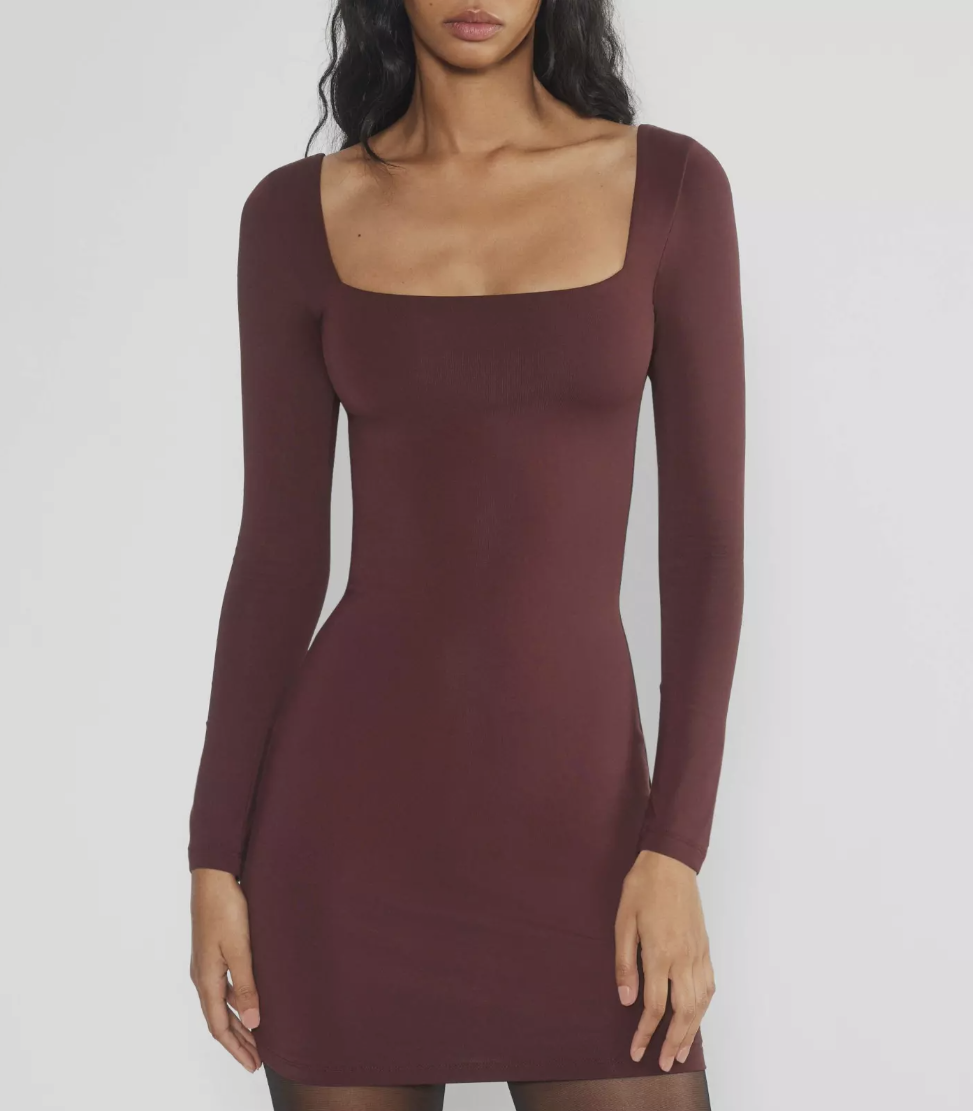 Aritzia Contour Burgundy Long Sleeve Square Neck Mini Dress – famousbrandstrading Aritzia Contour Burgundy Long Sleeve Square Neck Mini Dress – famousbrandstrading