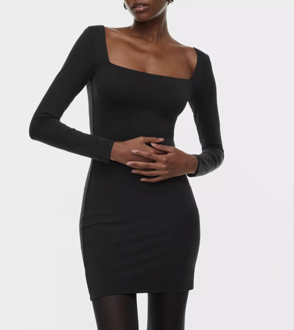 Aritzia Contour Black Long Sleeve Square Neck Mini Dress famousbrandstrading Aritzia Contour Black Long Sleeve Square Neck Mini Dress famousbrandstrading
