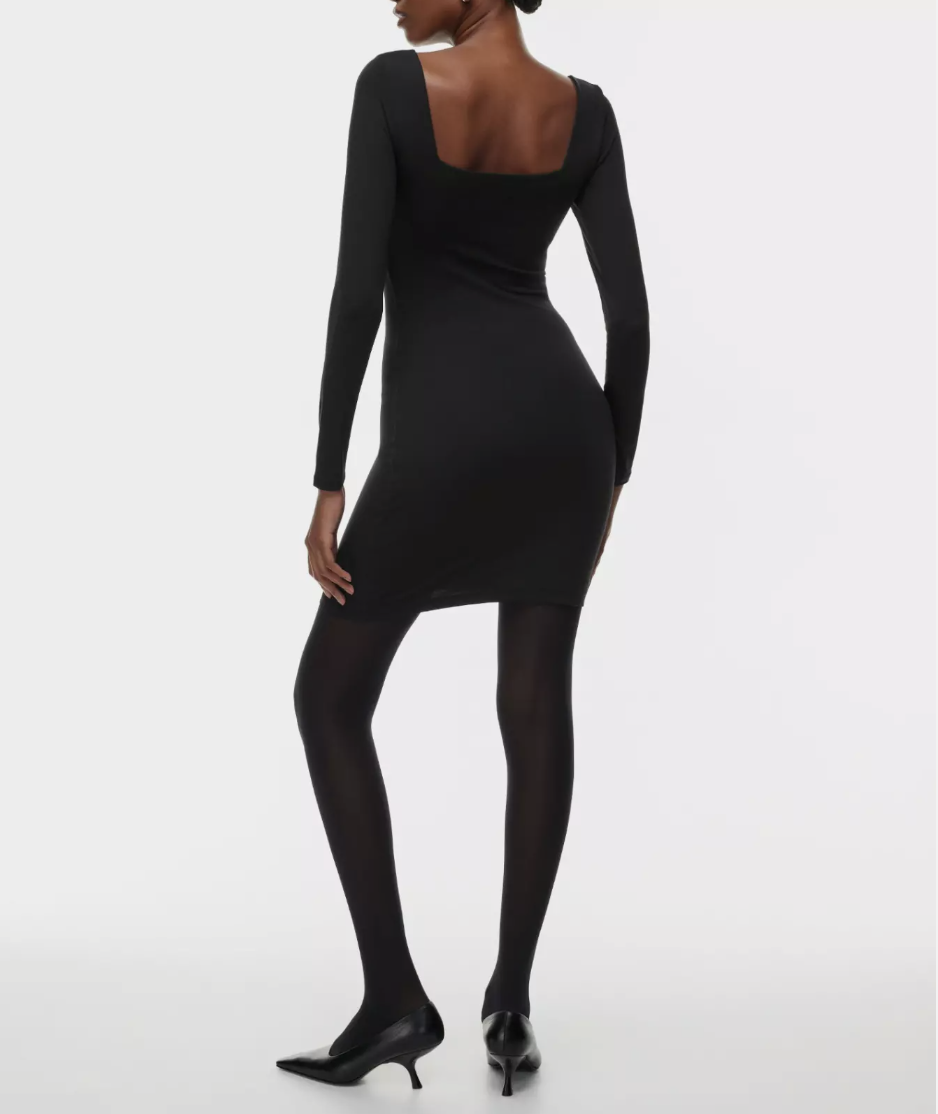 Aritzia Contour Black Long Sleeve Square Neck Mini Dress – famousbrandstrading Aritzia Contour Black Long Sleeve Square Neck Mini Dress – famousbrandstrading