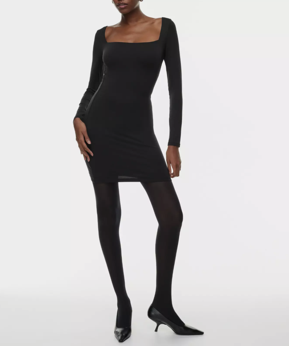 Aritzia Contour Black Long Sleeve Square Neck Mini Dress famousbrandstrading Aritzia Contour Black Long Sleeve Square Neck Mini Dress famousbrandstrading