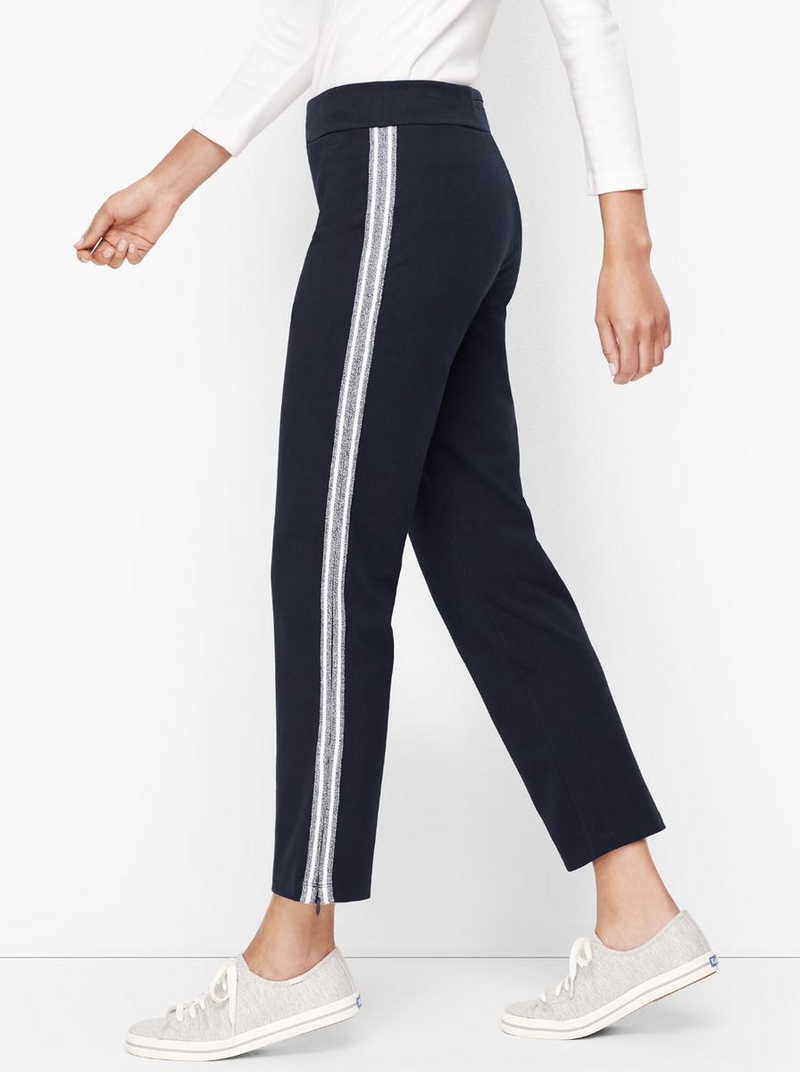 Talbots The Oprah Magazine Collection Black Side Stripe Yoga Pants ...