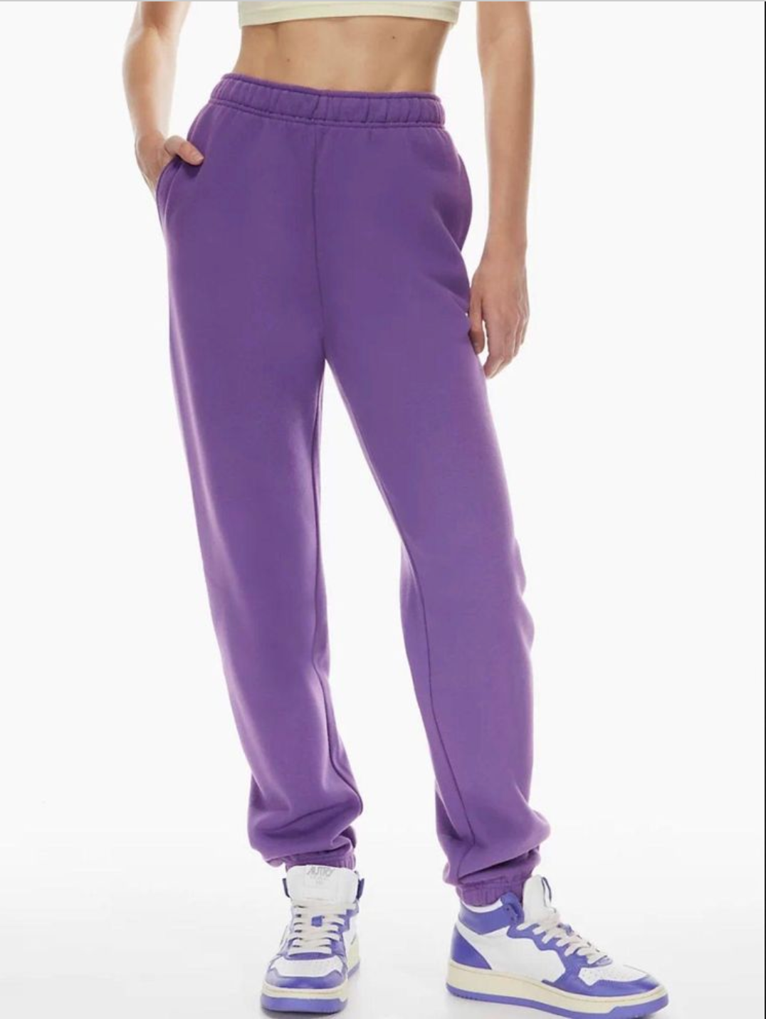 Aritzia - Tna - Fig Purple Cozy Fleece Mid-Rise Boyfriend Basic