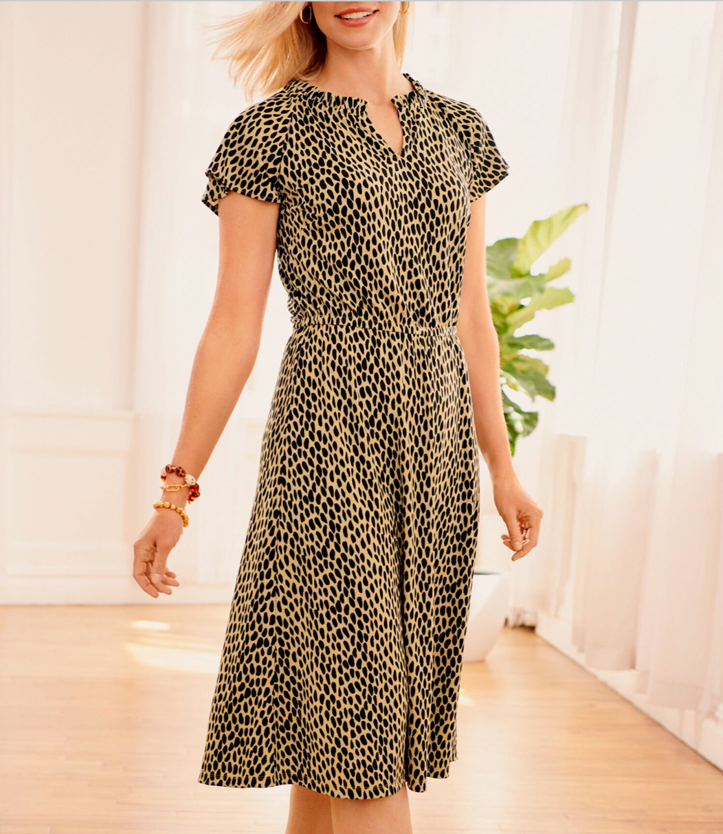 Talbots Short Sleeve Animal Print Jersey Fit & Flare Dress famousbrandstrading Talbots Short Sleeve Animal Print Jersey Fit & Flare Dress famousbrandstrading