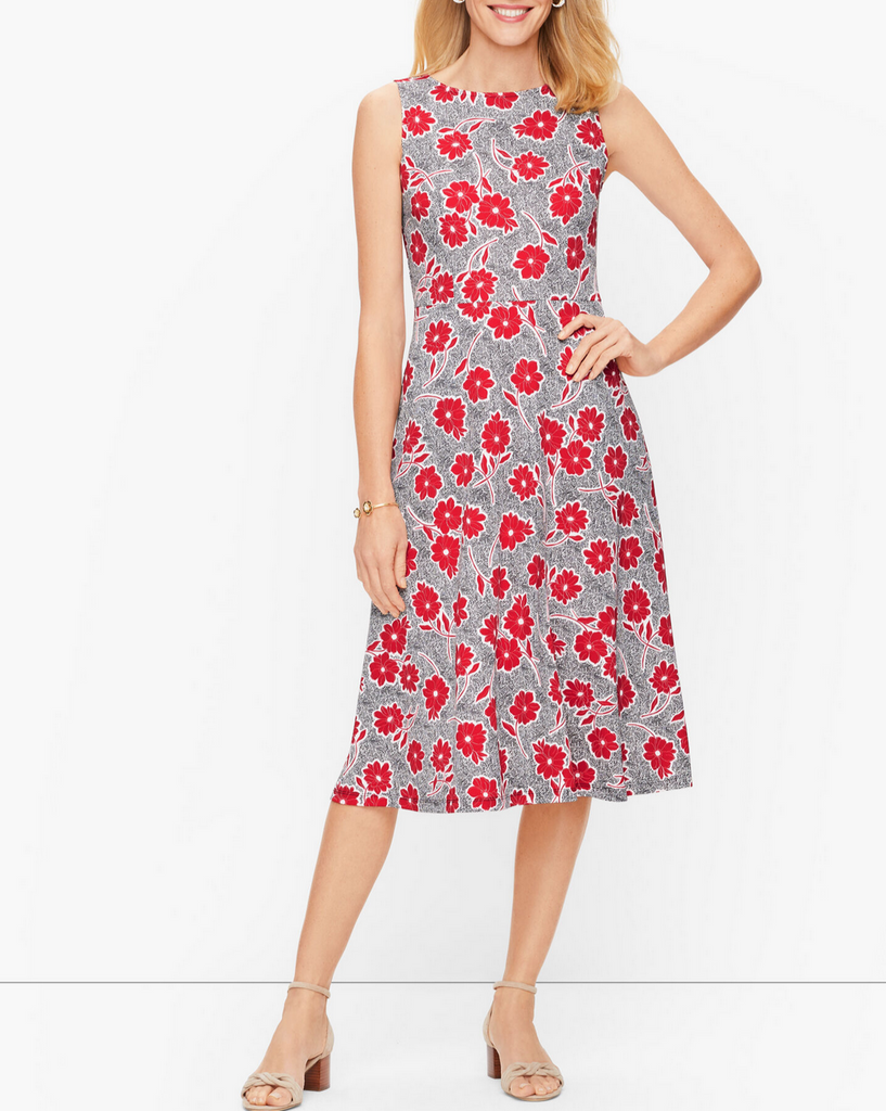 Talbots Sleeveless Floating Floral Print Double Knit Jersey Fit & Flar famousbrandstrading Talbots Sleeveless Floating Floral Print Double Knit Jersey Fit & Flar famousbrandstrading